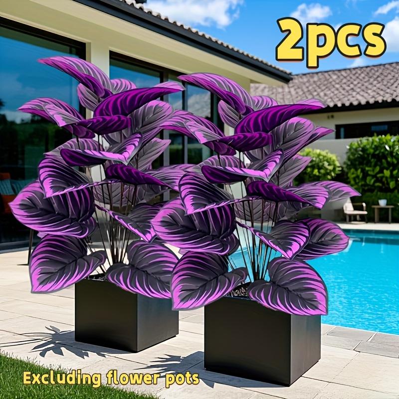 2 Large Outdoor Artificial Violet Combination Sets, with A Total of 24 Realistic Four Season Purple Large Leaves - Multifunctional Indoor/Outdoor Use