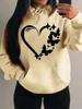 Women's Loose Fleece Hoodie with Love & Butterfly Print
