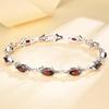Stříbrný náramek s zapínáním 925 s přírodním červeným granátem, mq 4*8 mm, kreativní design, jemné šperky pro ženy, pěkný dárek B00106