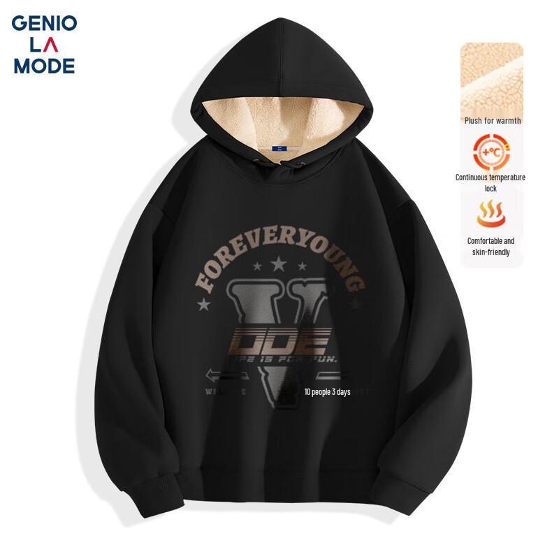 

GENIOLAMODE Men s Heavyweight Lamb Fleece Lined Hooded Sweatshirt 2XL
