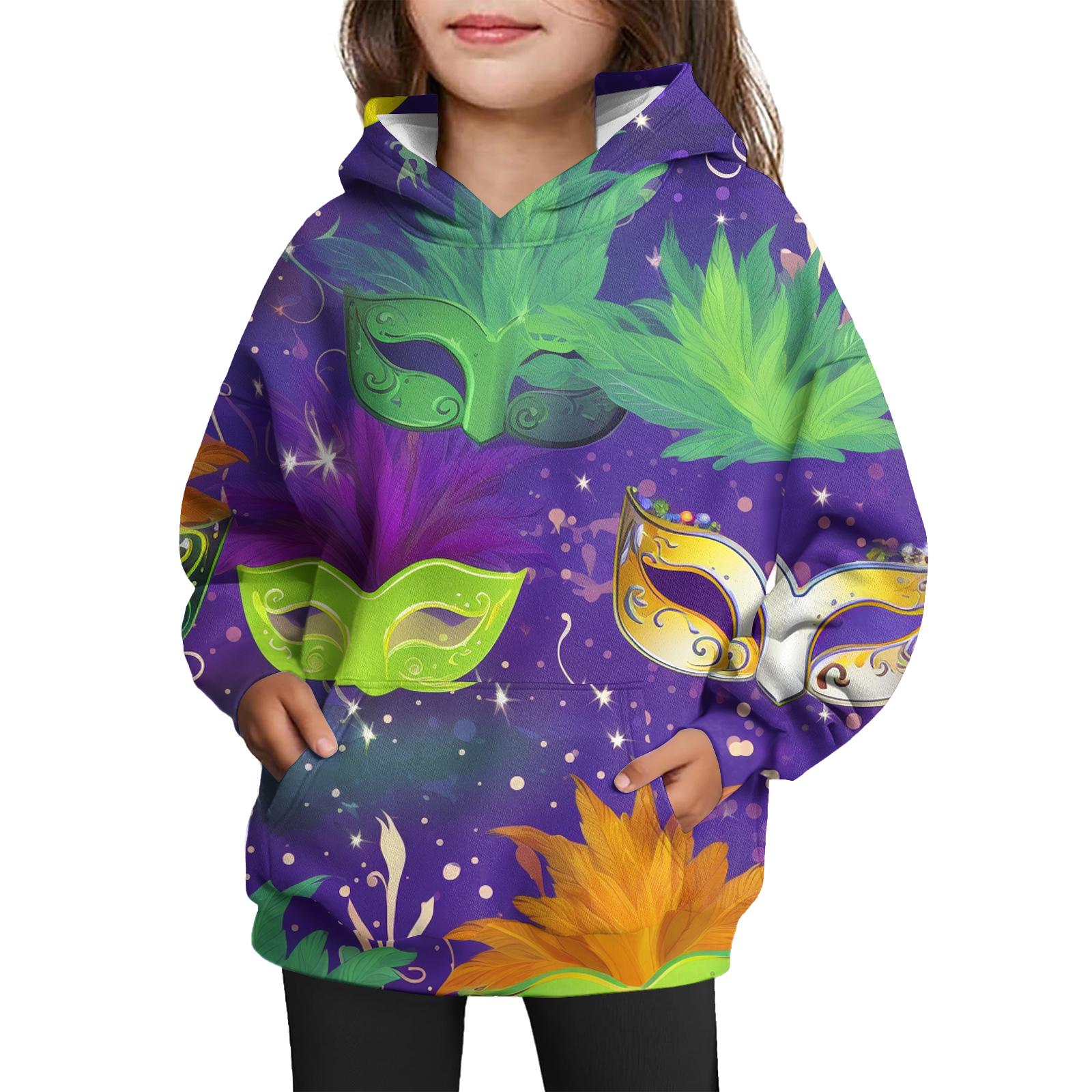 

Girls Hooded Tie- Sweatshirt - Pullover Print Top Carnival Day 100