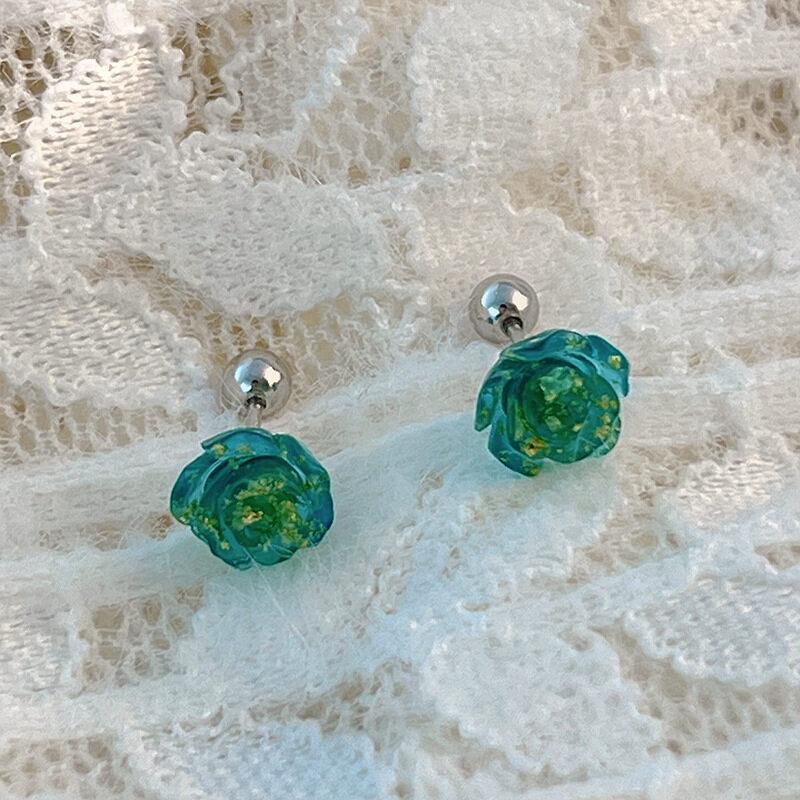 

2 шт. акриловые серьги-гвоздики с цветком, модные женские блестящие красочные серьги-гвоздики с винтами, серьги-гвоздики из нержавеющей стали, хрящевая спираль, пирсинг ушей, ювелирные аксессуары