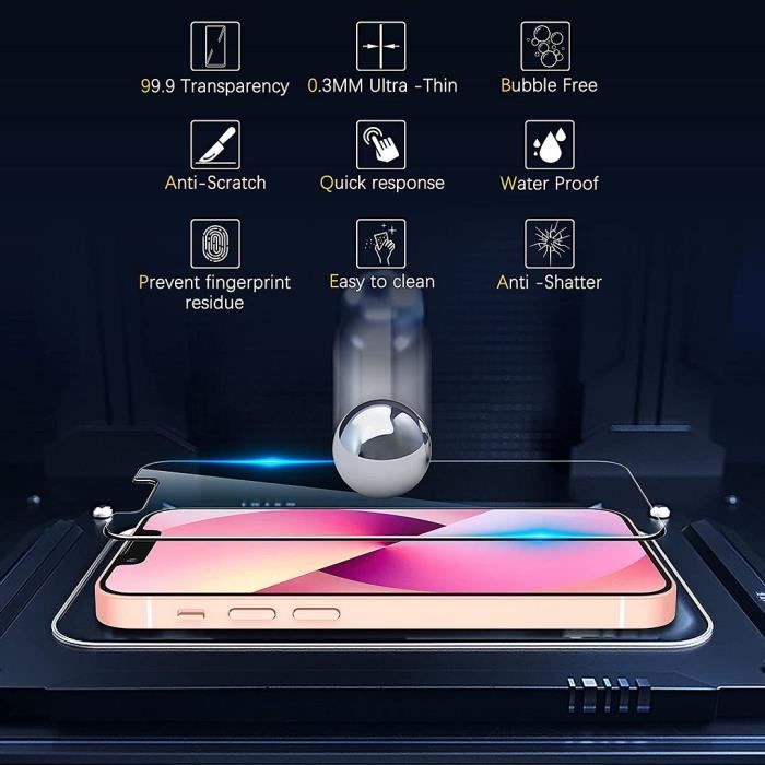 Film de protection - Apple - pour iPhone 13 mini - Verre trempé - Résistance 9H - Lot de 4 pièces