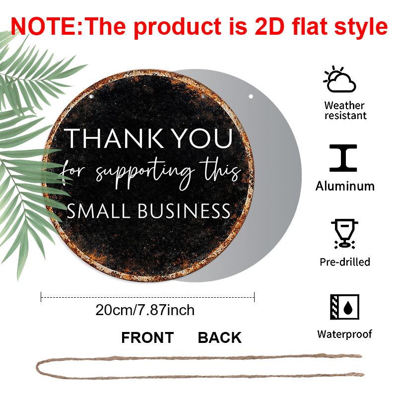 [Vintage Aluminum Sign] 2D Flat, 1pc Vintage Round "Thank You for Supporting This Small Business" Sign - Frameless Wall Hanging Suitable for Office