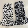 Leopard Print Cold-proof Furry Slouchy Socks Half Flared Leg Warmers Spice Girl Winter Warm Knee Protection Thick Wide-leg Leg Warmers