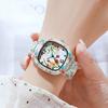 Elastic Quartz Bracelet Watch Stainless Steel Stretch Strap Watch Square Wristwatch  Women