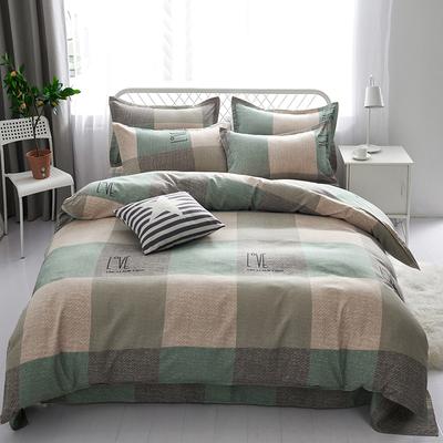 Green Geometric Plaid Duvet Cover Set Simple Checkered Quilt Cover with Pillowcases Skin Friendly Soft Queen Size Bedding Set