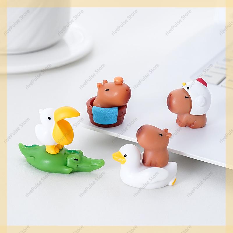 Neues 10-teiliges Capybara-Miniaturen-Set - Winzige Resin-Schreibtischdeko für Büro/Zuhause, Niedliche Tier-Foto-Requisiten & Sammlergeschenk