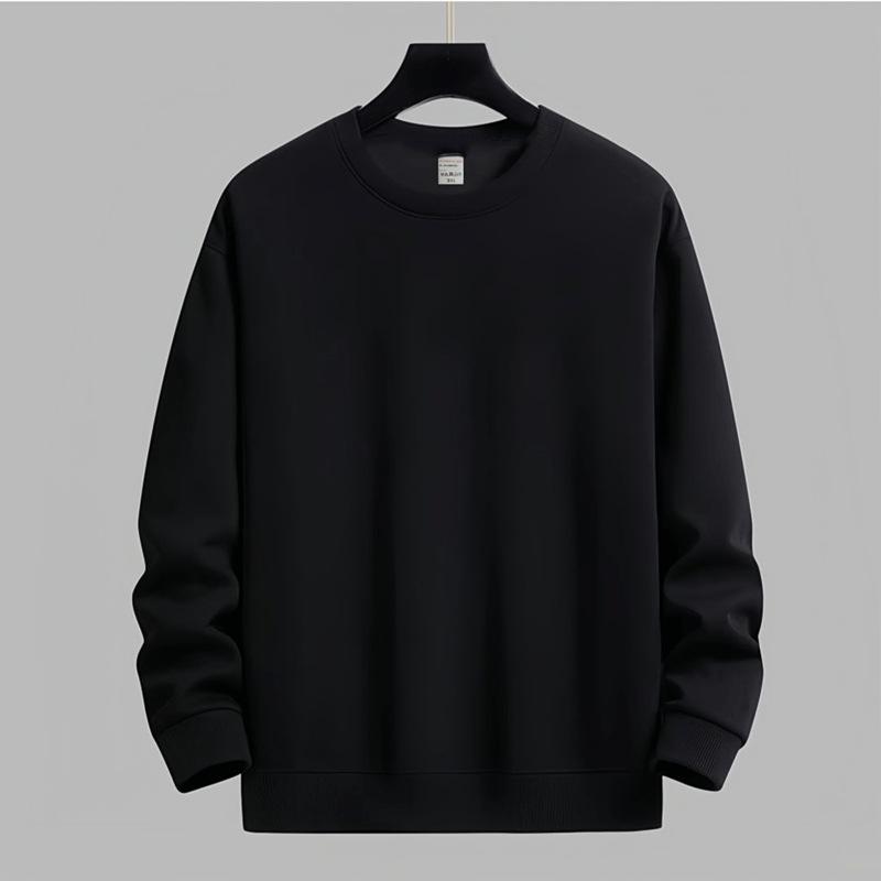 Fleece Sweater Men S New Autumn And Winter Men S Crew Neck Long-Sleeved T-Shirt Cover Head Clothes Warm Bottoming Shirt M