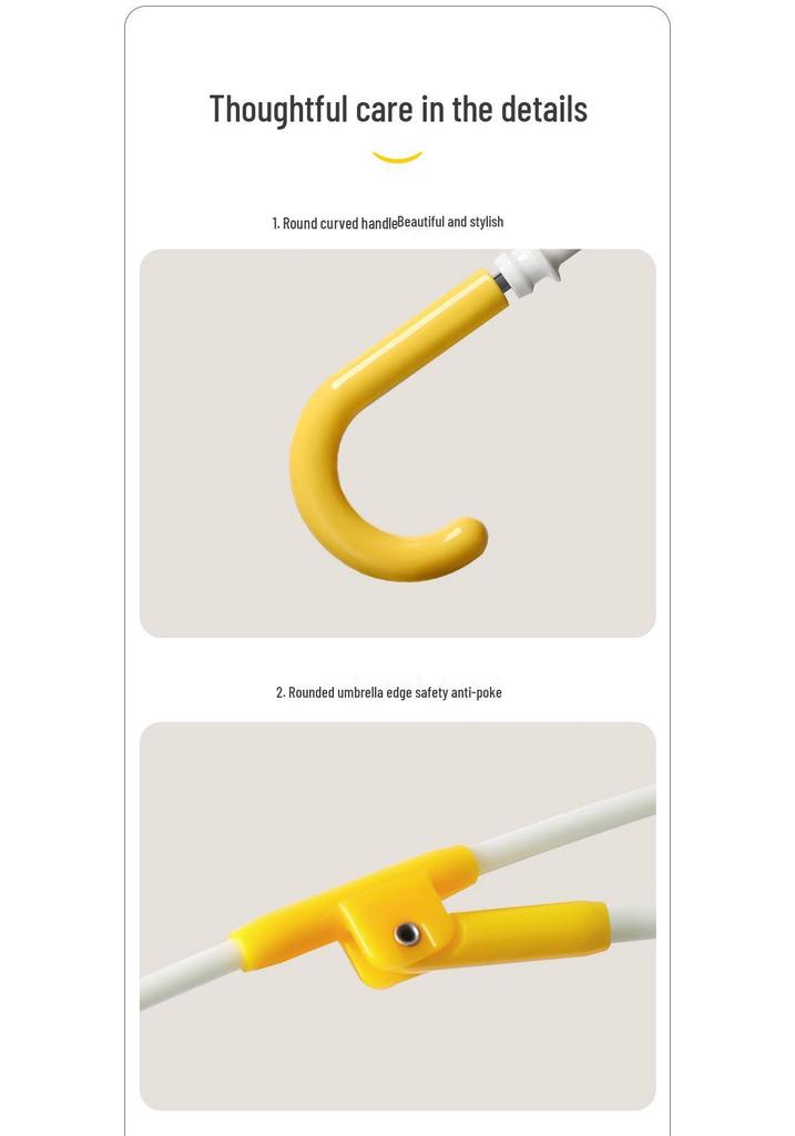 Long Handle Kids' Umbrella with Safe Corners for Ages 3-12, Suitable for School, Kindergarten, Sunny & Rainy Days