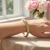 Enamel Floral Flower Crystal Bangle Good Luck Clover Women's Hand Bracelet  Jewelry Gifts