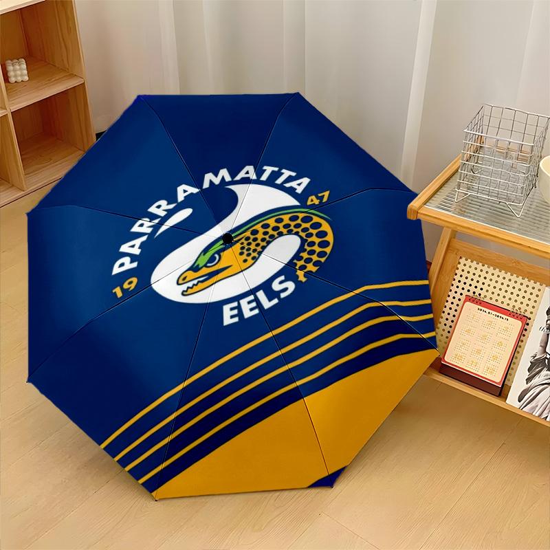 Parramatta Eels Print Auto 8?Ribs Folding Umbrella Wind Resistant Lightweight Automatic Umbrella For Daily Travel