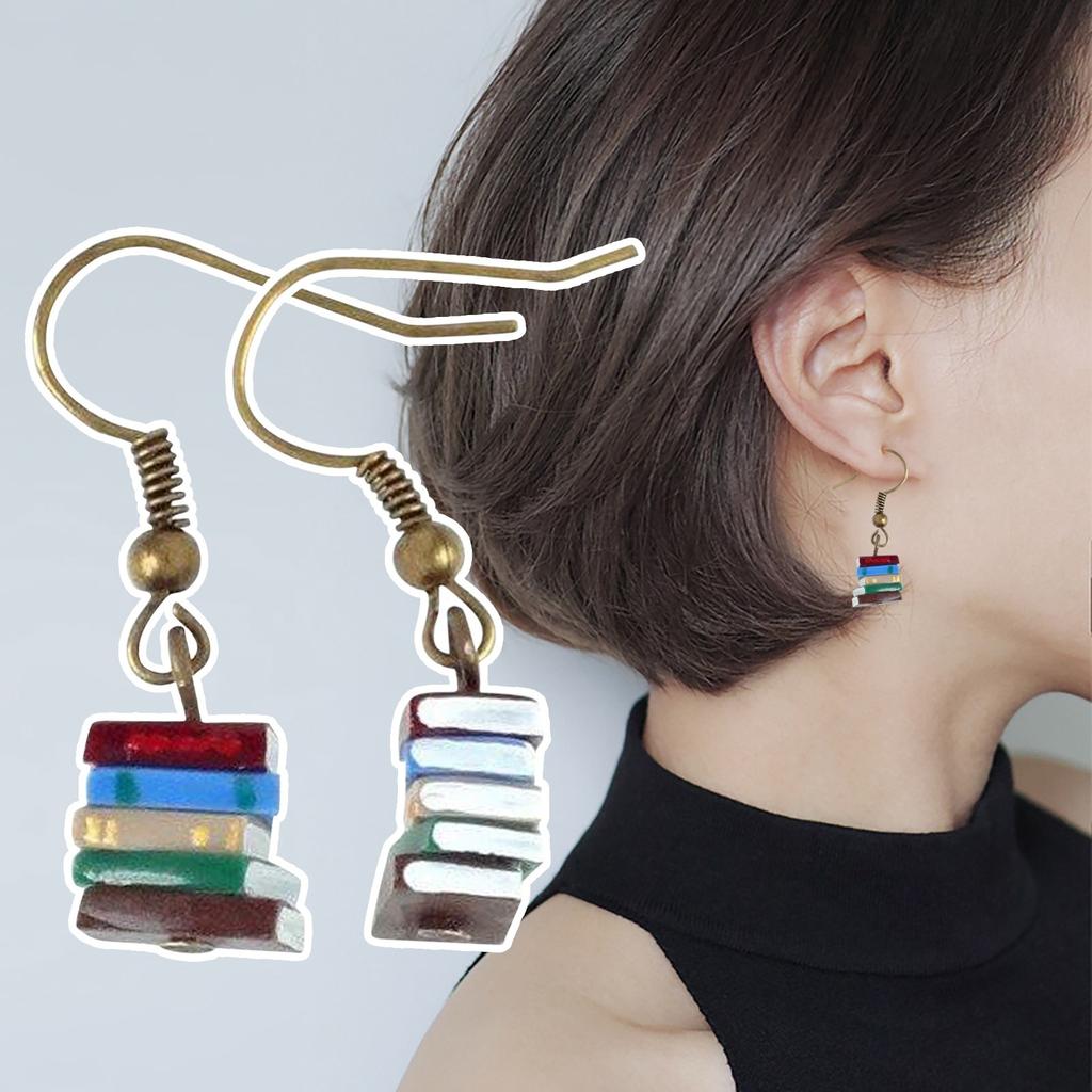 Ladies' Creative Multi Color Book Earrings