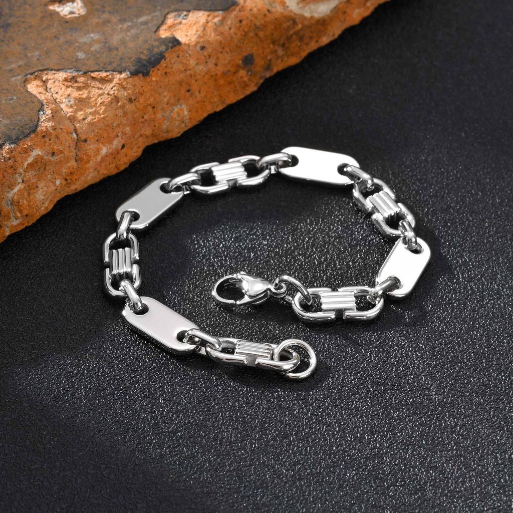 Vnox 8MM Stainless Steel Link Chain Bracelet for Men, 20.5cm Length Lobster Clasp Wristband, Trendy Gifts for Father Husband Son