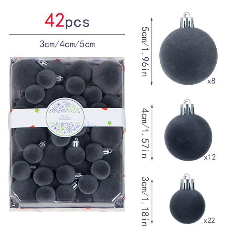 42-teiliges Beflocktes Weihnachtskugel-Schmuckset Weihnachtsbaum-Hängekugeln Dekorationen Party Haus Weihnachtsbaum Deko