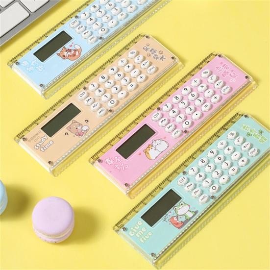 Ruler Calculator Multi-functional 2 In 1 15cm Scale 8 Digits Portable Battery Operated LCD Display Student Calculator Office Supplies