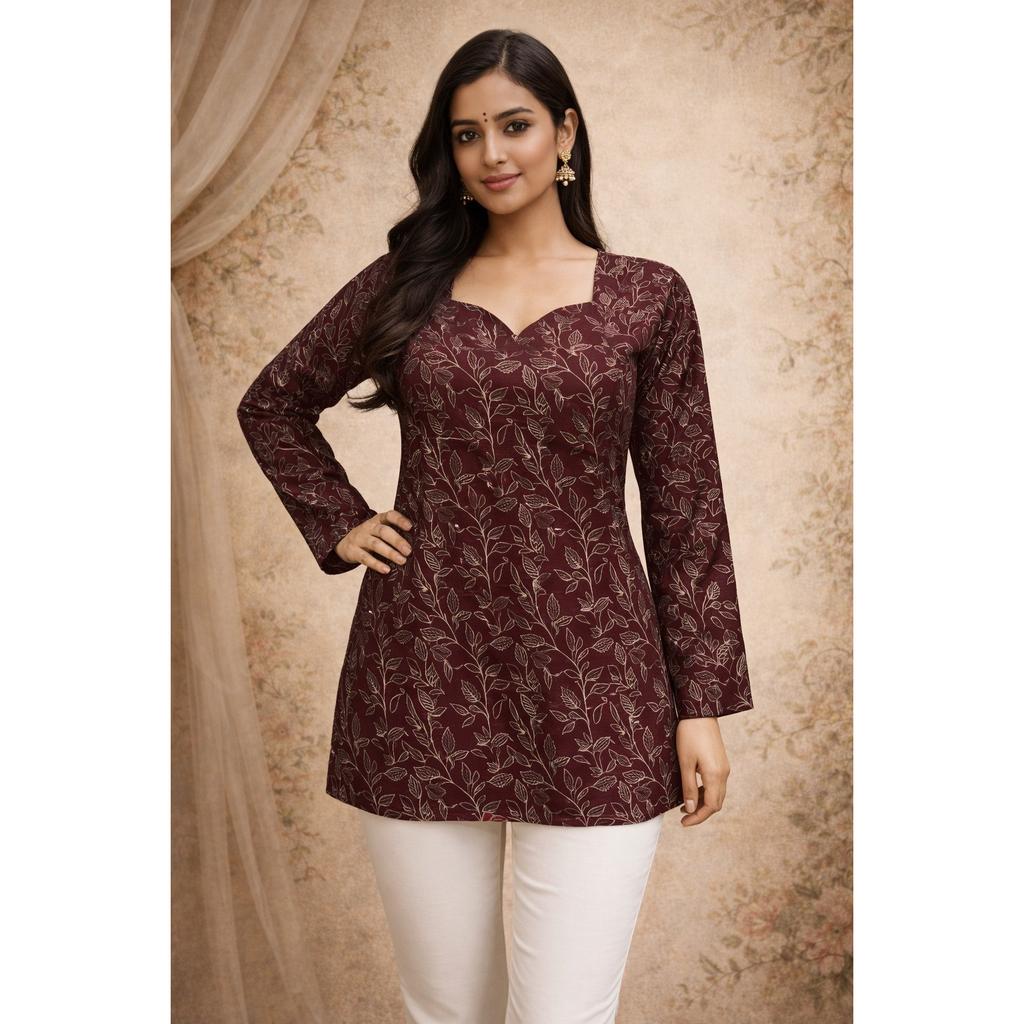 Beautiful Maslin Designer Kurti Set Indian Pakistani Top Tunic Short Kurti Set