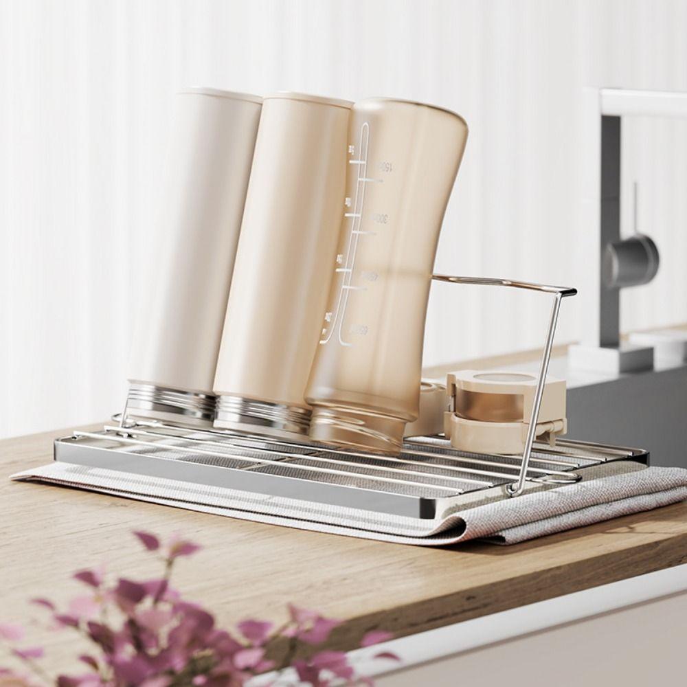 Creative Tumbler Drying Rack Adjustable Utensil Drainer Rack Dish Drying Rack  Kitchen Use
