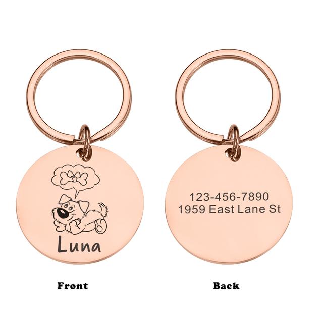 1 peça gato bonito Nome e número personalizados Gravação a laser Medalhas de identificação personalizadas para cães Coleira personalizada para cães com nome para animais de estimação