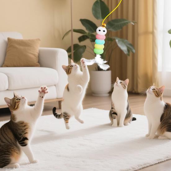 Retractable Cat Teaser Door Hanging Toy Kit Interactive Boredom Buster Self-Entertainment Toys for Kittens
