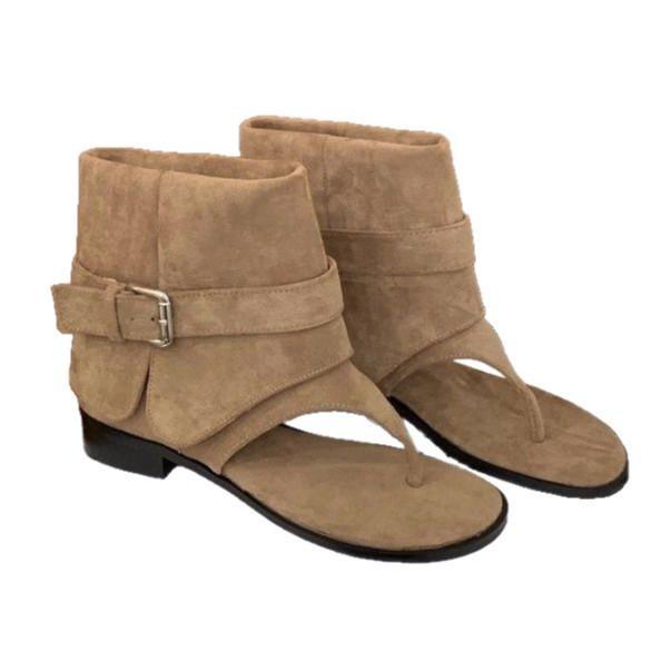Soft leather version of French herringbone toe sandals women's 2025 summer new flat-bottomed cool boots loose sleeve warehouse tube short boots