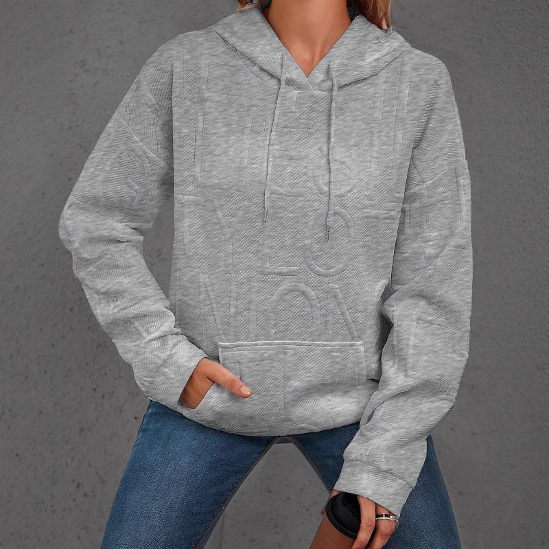Damen S Lässig Einfarbig Buchstabendruck Pullover mit Kapuze Sweatshirt