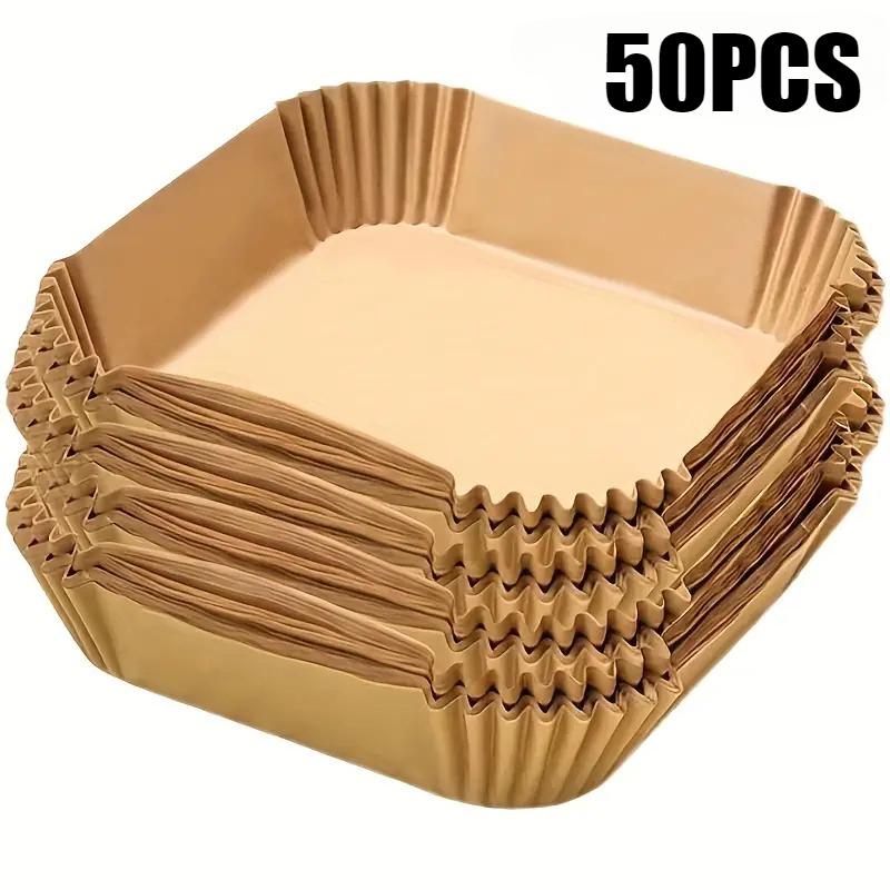 

50/100 шт. одноразовые бумажные формочки для фритюрницы, антипригарная квадратная бумага для выпечки, фритюрница, микроволновая печь, барбекю, кухонные принадлежности