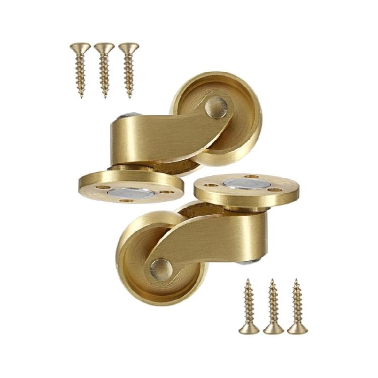 

Set of 2 Industrial Brass Swivels Casters Sturdy Wheel Convenient Accessory Portable for Trolleys Plant Stands Storage 1