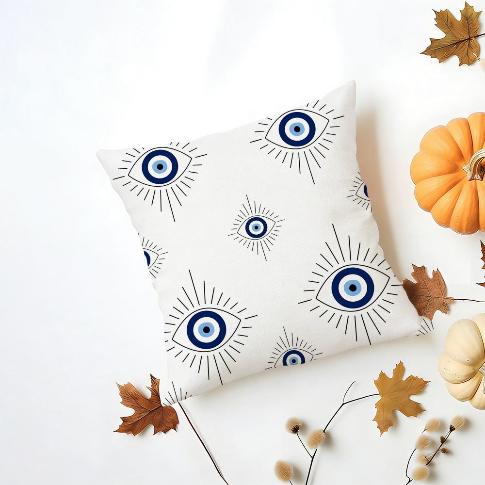 Mystic Protective B-Evil Eye Art Print Cushion Cover Washable Linen Pillowcase Soft For Daily Sofa Bed Home Room Decor