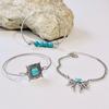 Bohemian Turquoise Leaf Bracelet, Ethnic Bow Flower Turquoise Bracelet Set