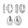3 Pair Earring Set Women Hoop Earrings Ring Small Size Suitable All-Day Wear Metal Allergy Friendly 18k Gold Plated Silver Surgical Stainless Steel