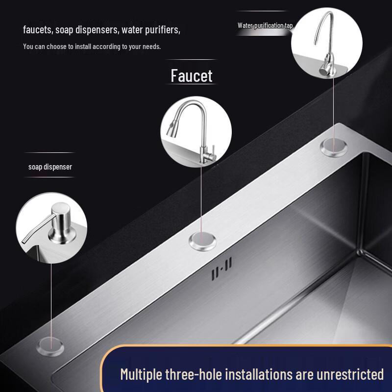 Yipan 58x43cm Single Bowl Stainless Steel Kitchen Sink