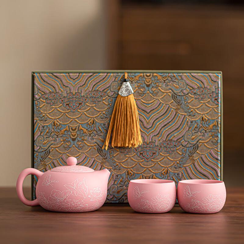Zisha Ceramic Xishi Tea Set - Butterfly Love Flower