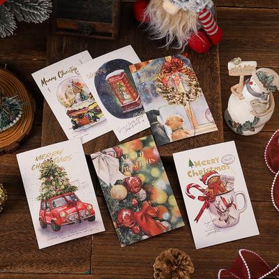 10 Blatt Weihnachten Vintage Grußkarten Schneemann Rentier Notiz Postkarten für Männer Frauen Kinder Jungen Mädchen Feiertag Neujahr Winter
