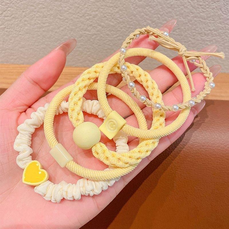 Children's Hair Band Simple Color Rubber Band High Value Girl Ball Head Ponytail Head Rope Little Girl Hair Rope