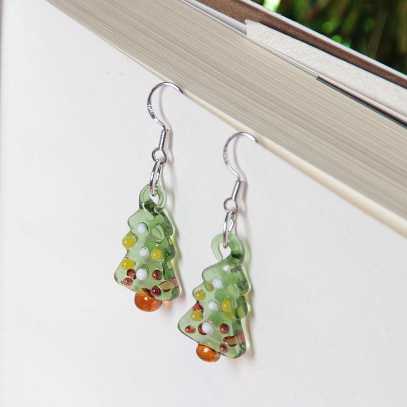 Murano Glass Sterling Silver Christmas Tree Earrings & Necklace Set