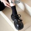 Leather Big Head Small Leather Shoes Thick Sole Height Increase Small Women's Shoes Thick Heel Mary Jane Shoes Single Shoes