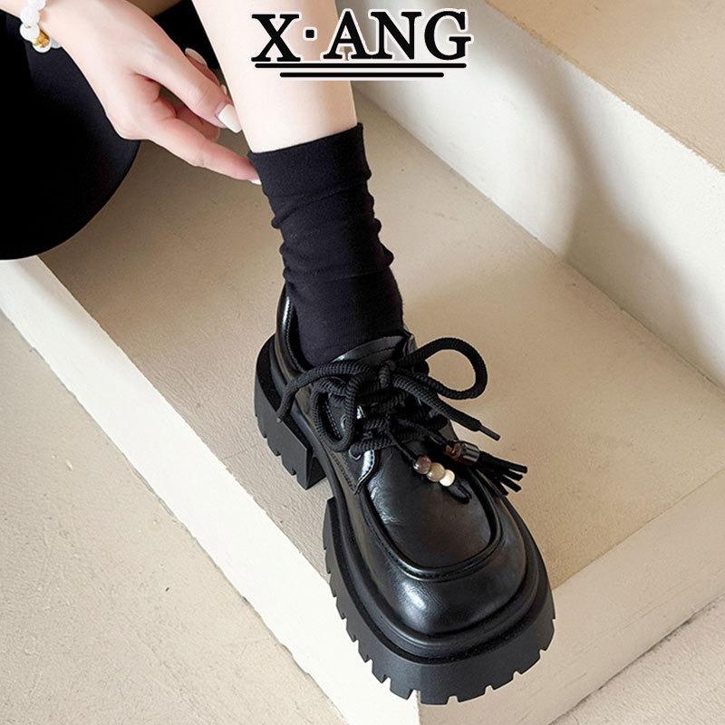 Leather Big Head Small Leather Shoes Thick Sole Height Increase Small Women's Shoes Thick Heel Mary Jane Shoes Single Shoes