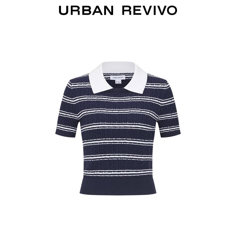 UR Women's Color-block Stripe Polo Knit Shirt