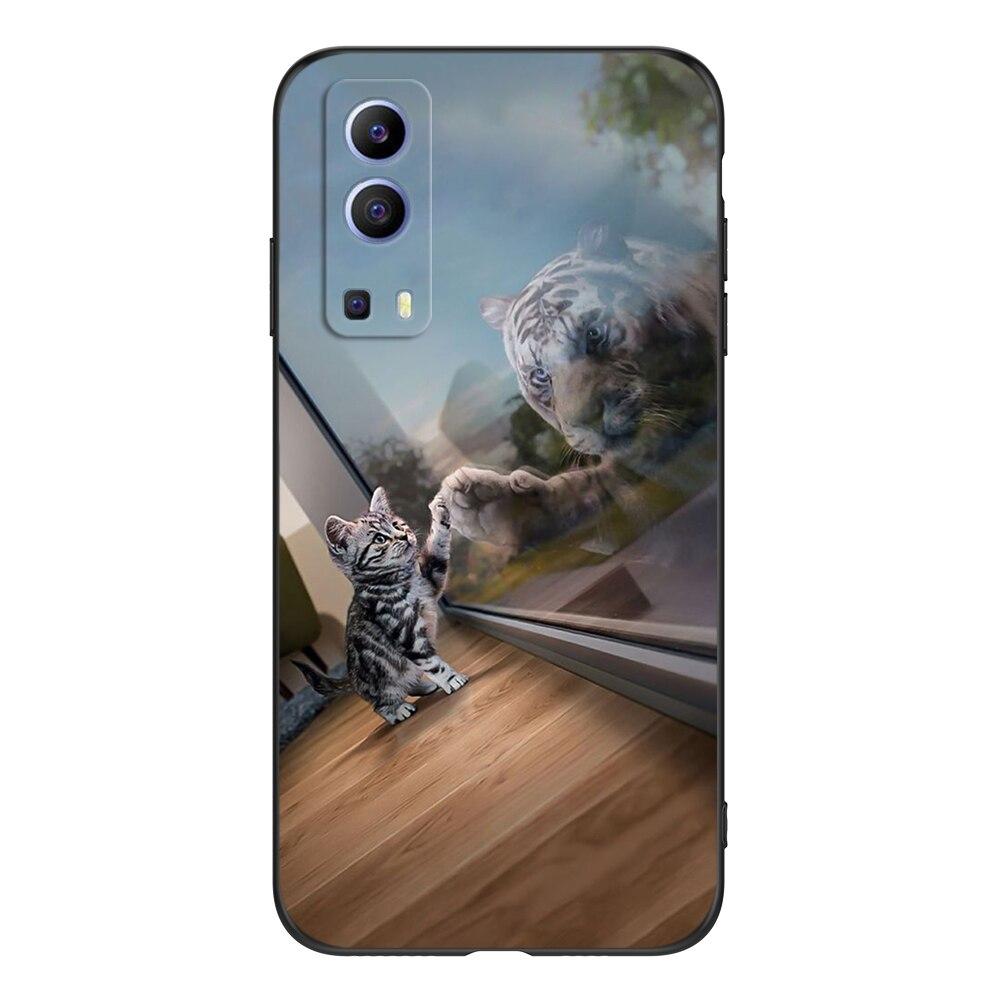

Чехол для vivo Y72 Y52 5G, мягкая задняя крышка для vivo Y72 5G V2041, чехлы для телефонов vivoY72 Y 72 5G, черный чехол из ТПУ, лев, волк, тигр, дракон vivo Y72 5G