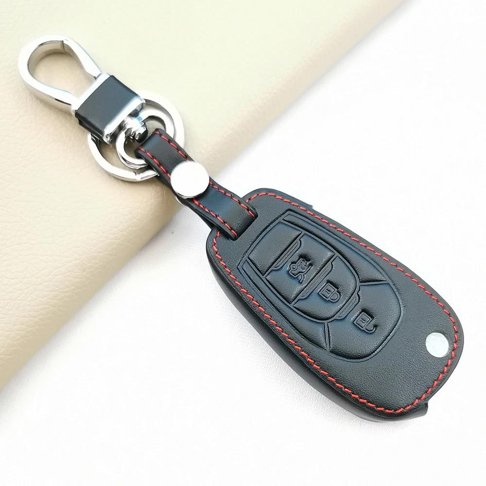 Leather Car Remote Key Case Cover Shell Keychian Fob Holder For Chevrolet Chevy Cruze Malibu Aveo Captiva Accessories