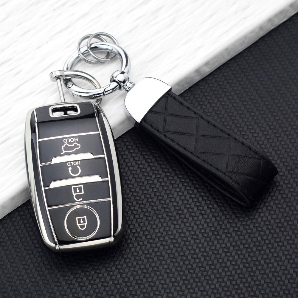 4 Buttons Premium TPU Car Key Fob Cover Protective Shell For Kia K3S KX5 KX3 Cerato Ceed Rio Optima Sorento Niro Soul Key Chains