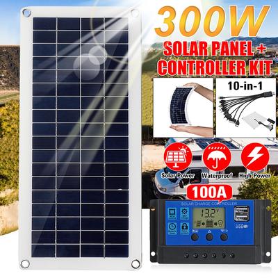 100W 60A/100A Solar Panel Kit Solar Panel Battery Charger Controller Dual USB Solar Plate Solar Cell Controller for Caravan Boat