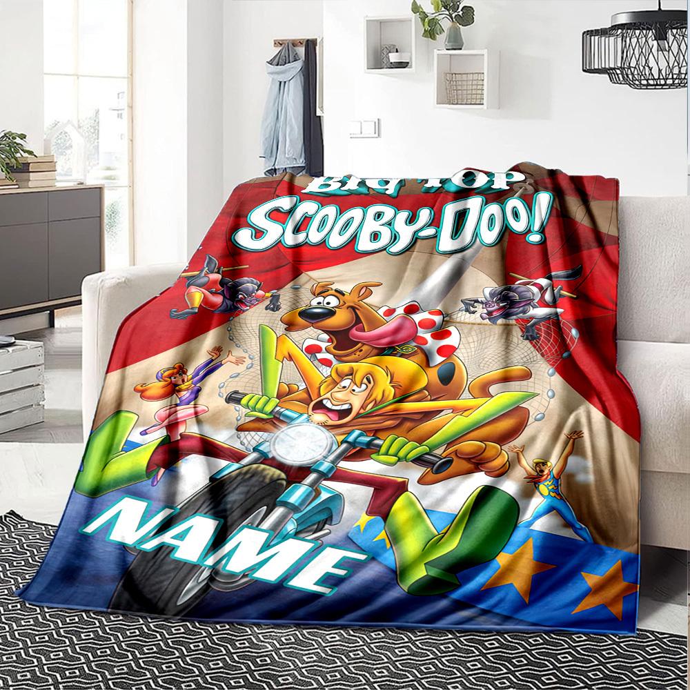 Scooby Doo Circus Adventure Cozy Personalized Blanket Customize Your Name Ultrasoft Throw For Sofa Couch Office Bed Picnics Allseason Use Modern