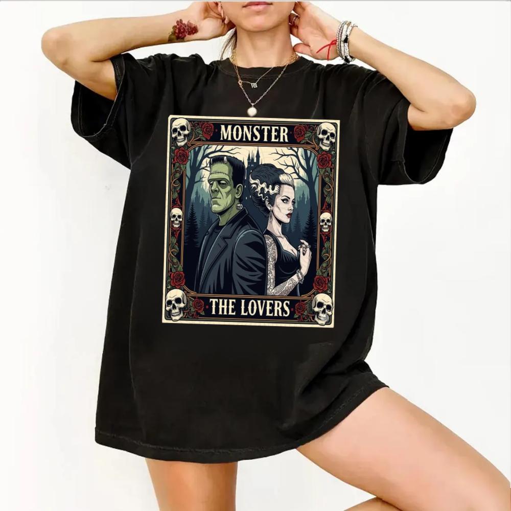 The Monster Frankenstein and Bride The Lovers Tshirt Horror Halloween Shirt Horror Movie Tee Horror Friends Top