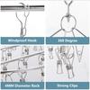 WudTus Stainless Steel Clothes Peg Hanger with 20 Pegs, Swivel Hooks, and Pegs for Drying Clothes. Windproof and suitable for drying socks, underwear,