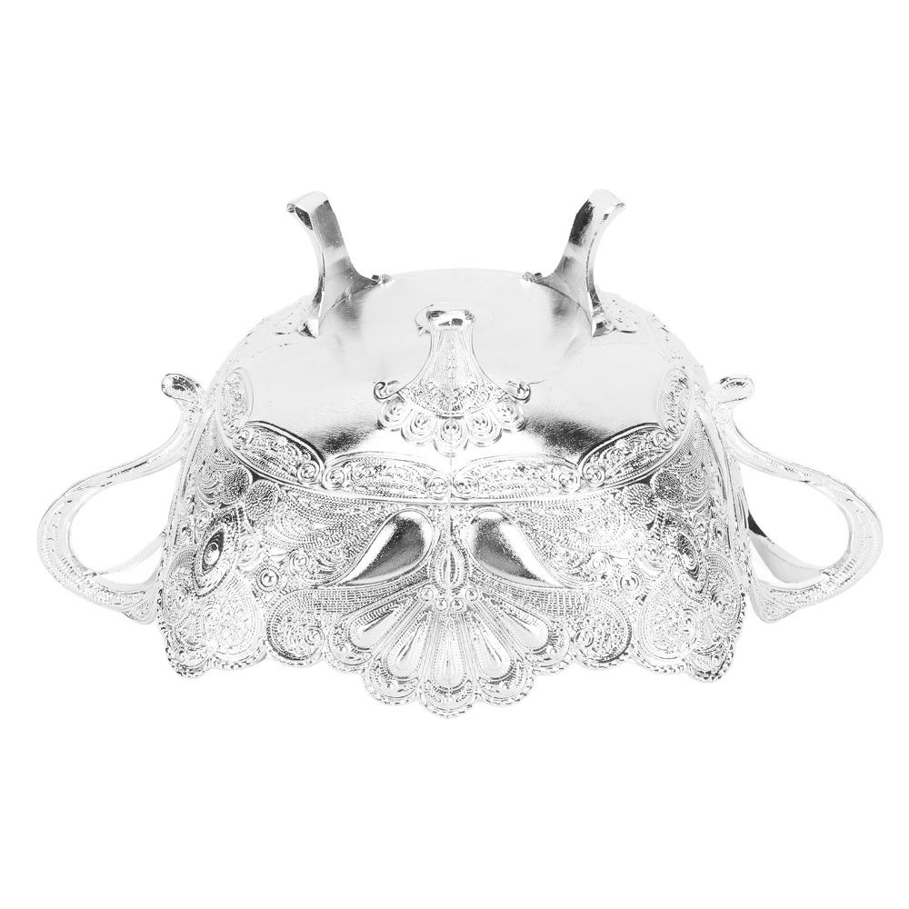 Fruit Bowls Silver Alloy Serving Bowl Peacock Floral European Style Serving Bowl Metal Fruit Bowl Kitchen Countertops