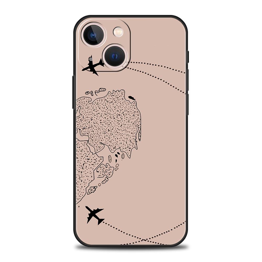 Fashion Planes World Map Travel Luxury Soft Phone Case For iPhone 13 15 14 12 11 Pro MAX XR X SE XS 7 8 Plus Silicone Cover