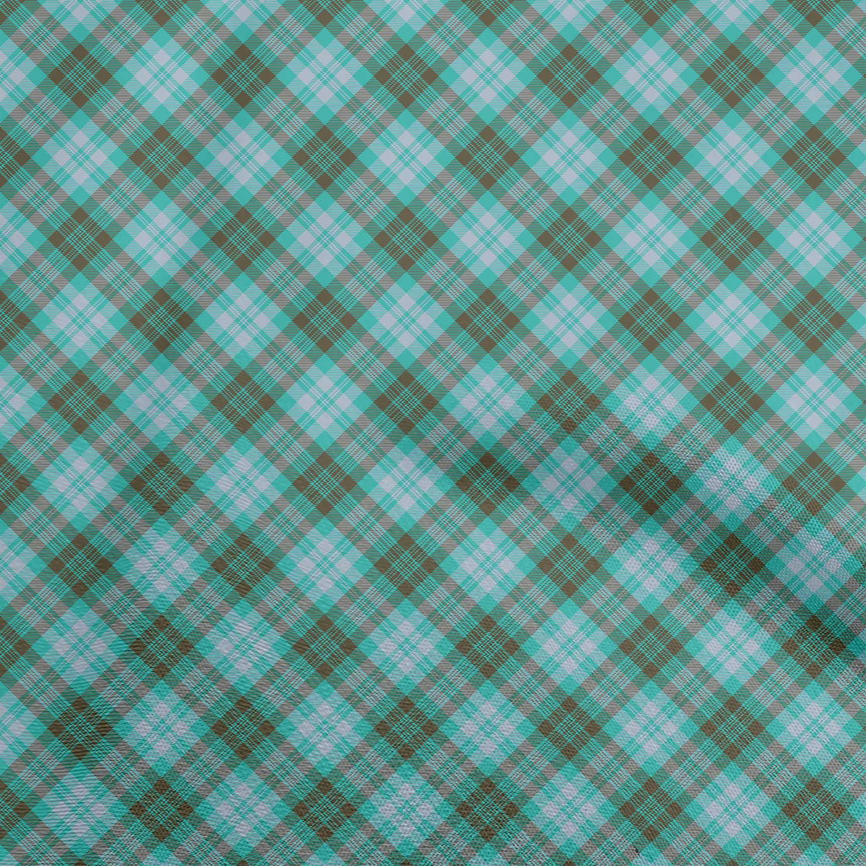 

OneOone Cotton Flex Pear Green Fabric Check швейний матеріал Тканина з принтом у дворі 40 дюймів 42 Inch Wide - Viscose Chiffon бірюзовий колір синій