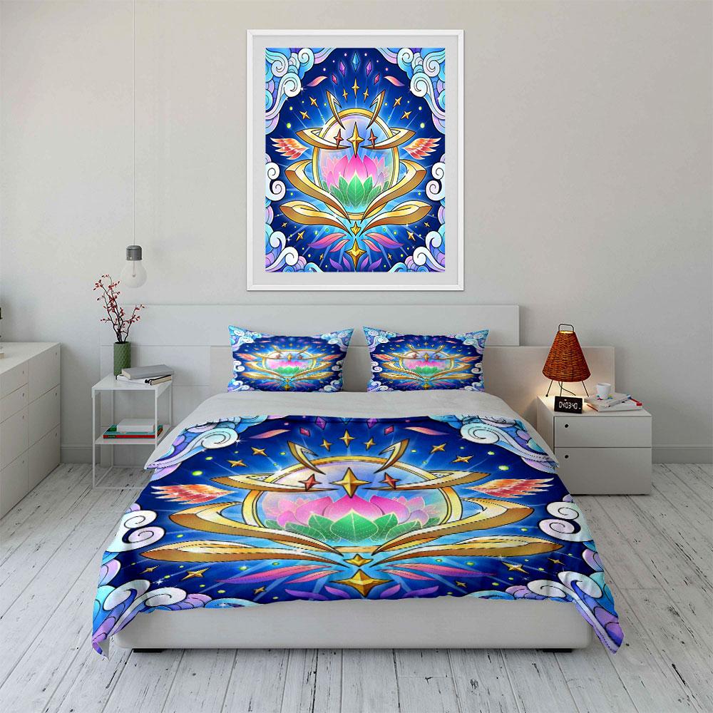 Celestial Lotus Radiance Bedding sets Duvet covers Pillowcases(1* Duvet Cover 2* Pillowcases without duvet insert)